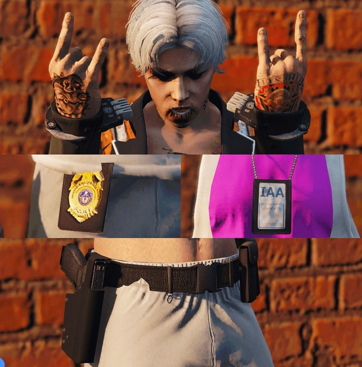 MALE GUNBELT, IAA BADGES & PRISON CUFFS