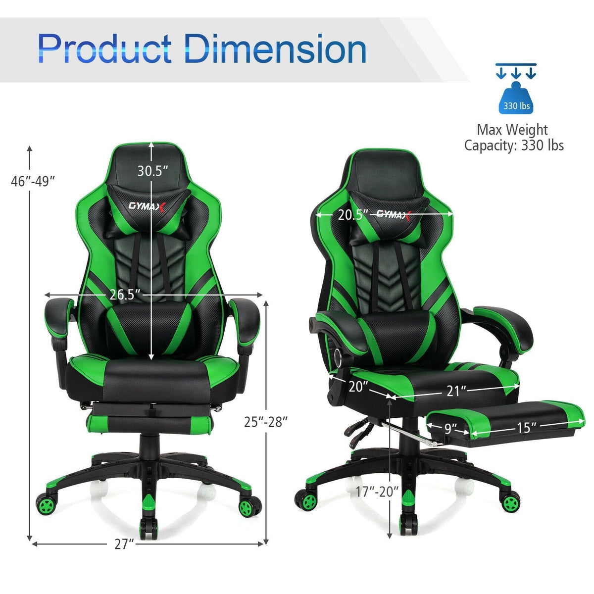 Adjustable Gaming Chair with Footrest - NEXVADO