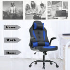 Blue PU Leather Ergonomic Gaming Chair With Lumbar Support - NEXVADO