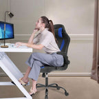 Blue PU Leather Ergonomic Gaming Chair With Lumbar Support - NEXVADO