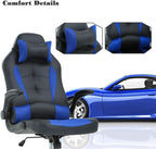 Blue PU Leather Ergonomic Gaming Chair With Lumbar Support - NEXVADO