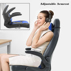 Blue PU Leather Ergonomic Gaming Chair With Lumbar Support - NEXVADO