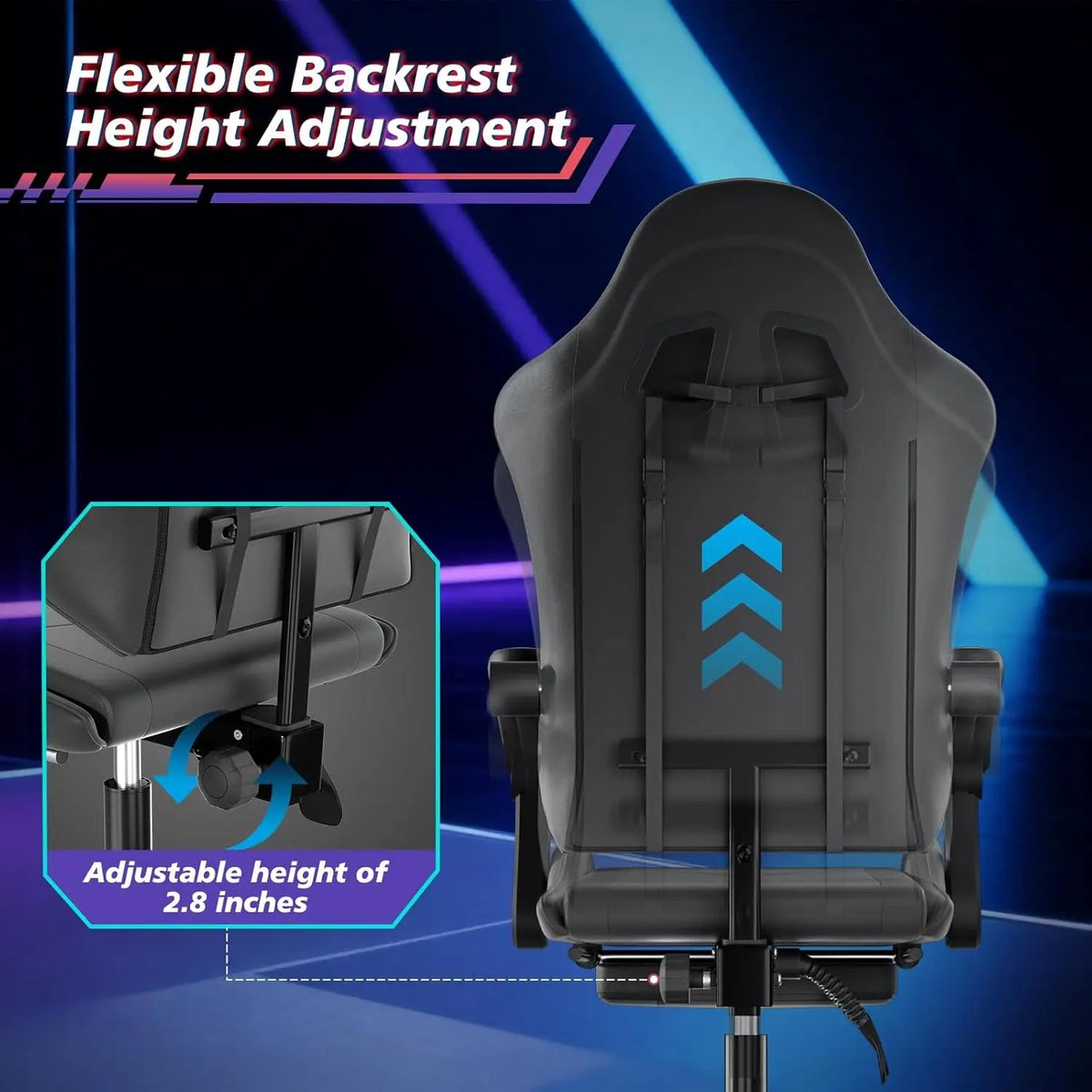 Gaming Chair for Adults, Ergonomic Computer Chair with Linkage Armrests,Height Adjustable Gamer Chair with Footrest and Headrest - NEXVADO