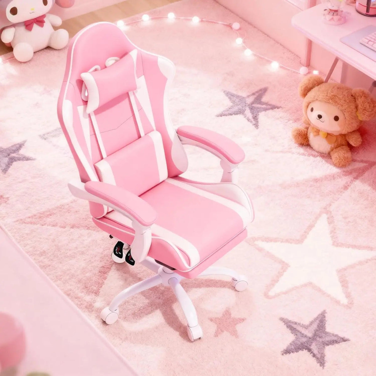 Gaming Chair for Adults, Ergonomic Computer Chair with Linkage Armrests,Height Adjustable Gamer Chair with Footrest and Headrest - NEXVADO
