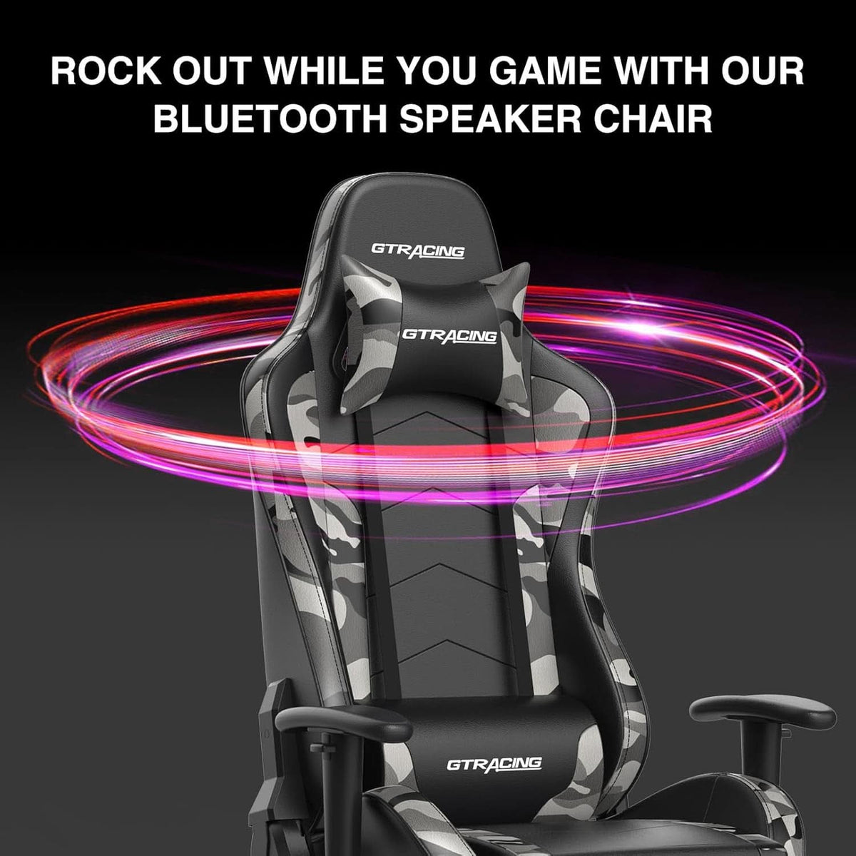 Gaming Chair With Bluetooth Speakers And Footrest Blue - NEXVADO