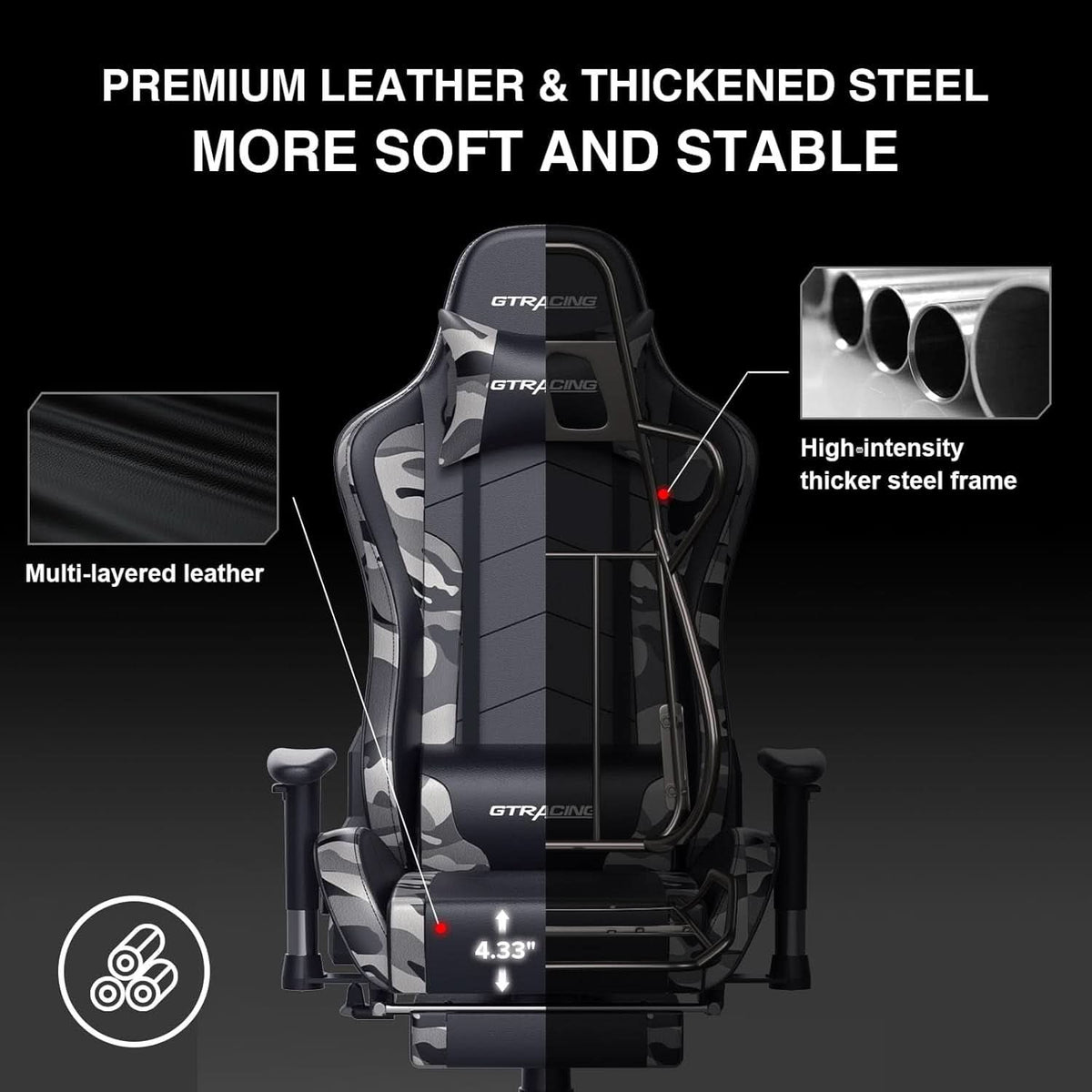 Gaming Chair With Bluetooth Speakers And Footrest Blue - NEXVADO
