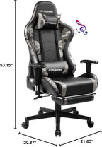 Gaming Chair With Bluetooth Speakers And Footrest Blue - NEXVADO