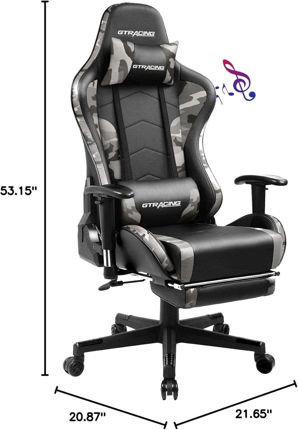 Gaming Chair With Bluetooth Speakers And Footrest Blue - NEXVADO