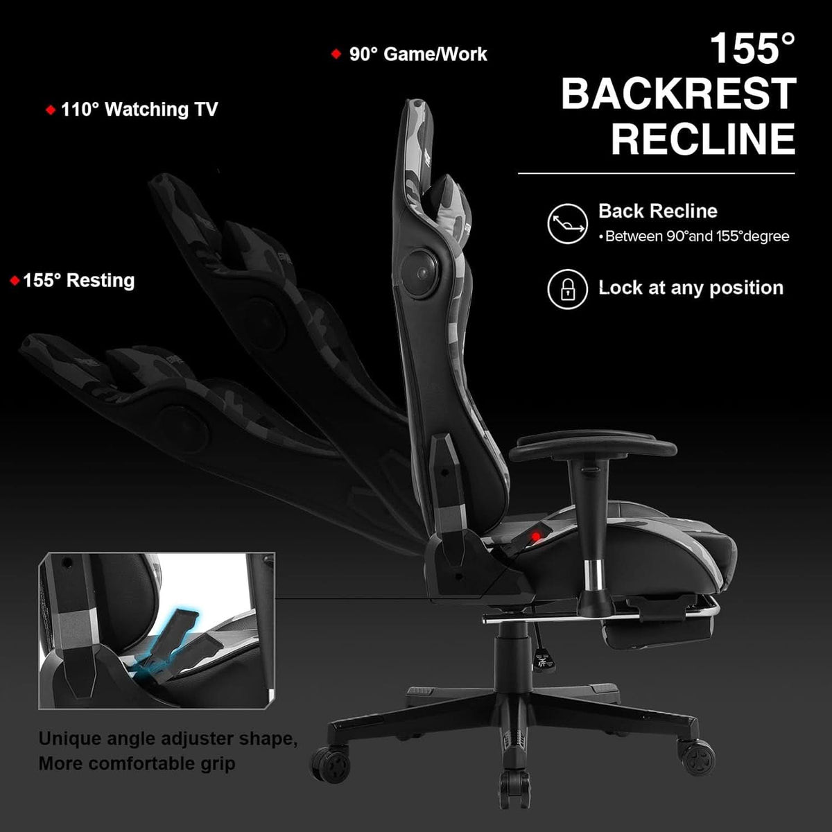 Gaming Chair With Bluetooth Speakers And Footrest Blue - NEXVADO