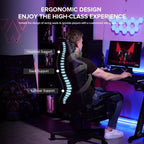 Gaming Chair With Bluetooth Speakers And Footrest Blue - NEXVADO