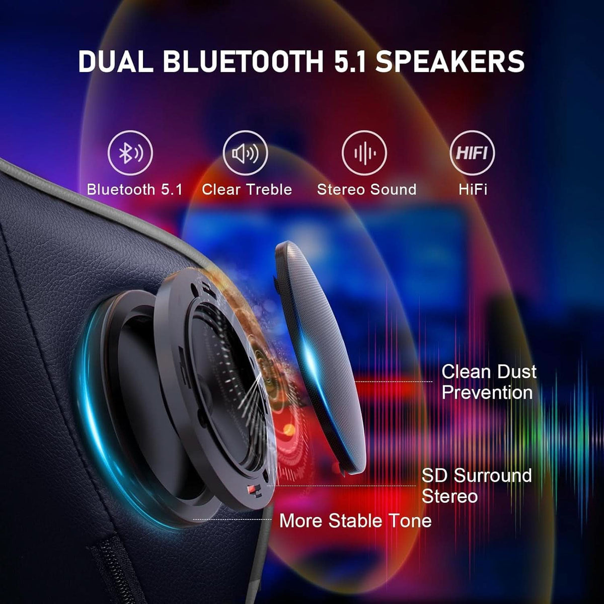 Gaming Chair With Bluetooth Speakers And Footrest Blue - NEXVADO