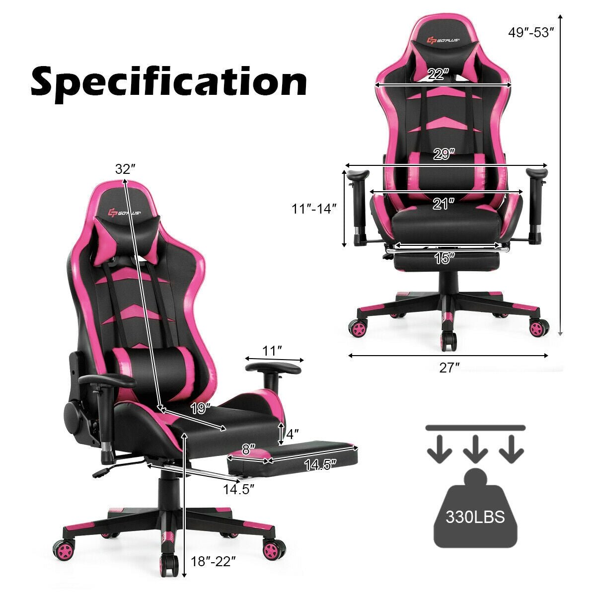 Massage Gaming Chair with Footrest - NEXVADO