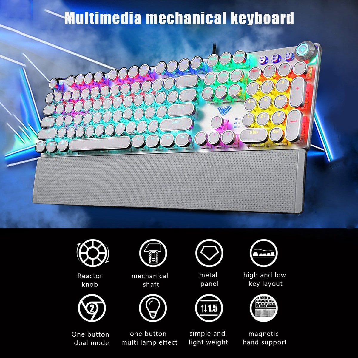 Punk Green Axis Notebook Computer Wired Gaming Keyboard - NEXVADO