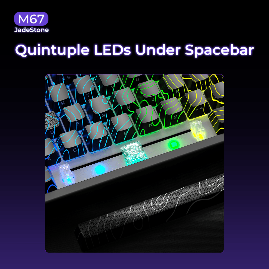 XVX M67 JadeStone Interstellar Black Tri-Mode RGB Mechanical Keyboard - NEXVADO