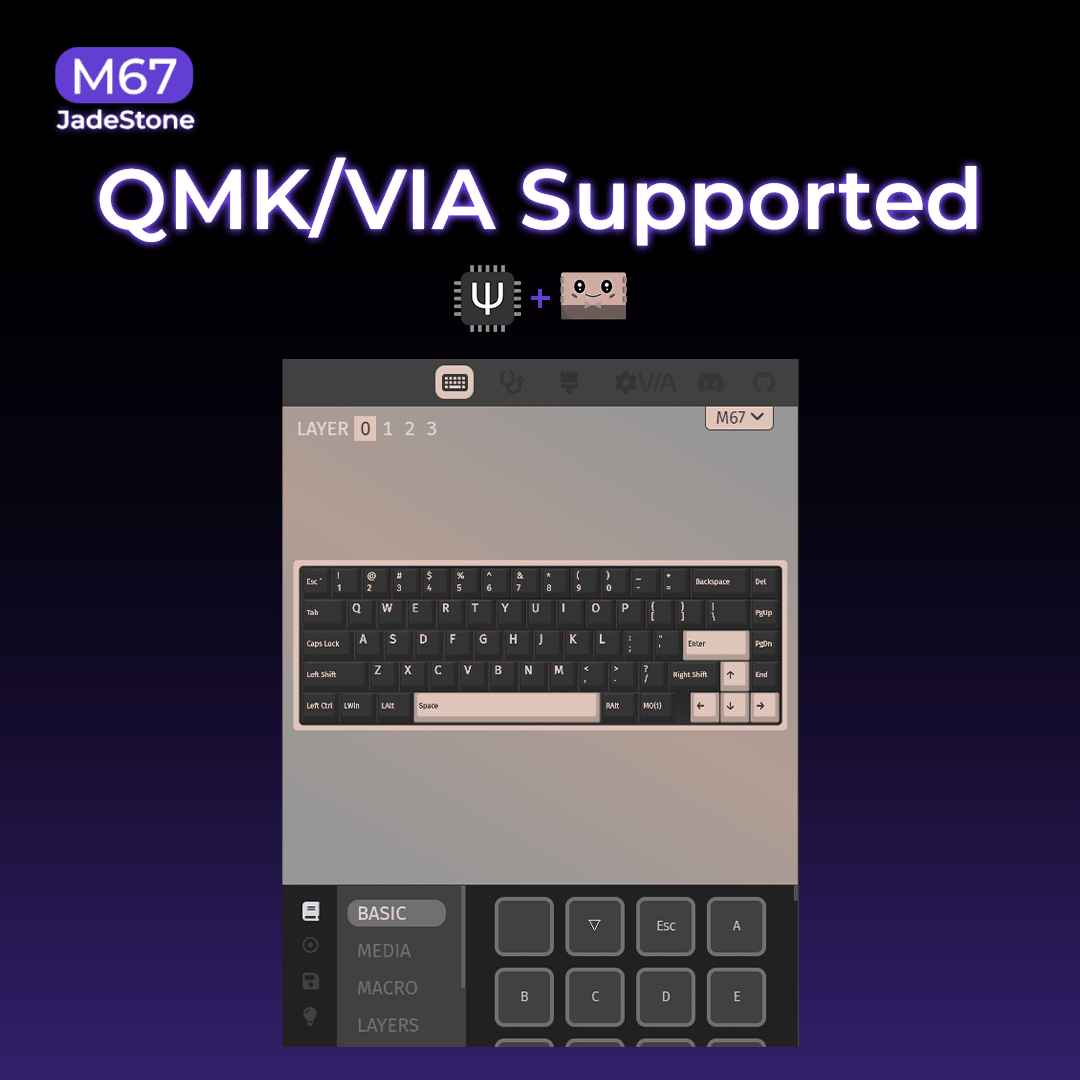 XVX M67 JadeStone Interstellar Black Tri-Mode RGB Mechanical Keyboard - NEXVADO